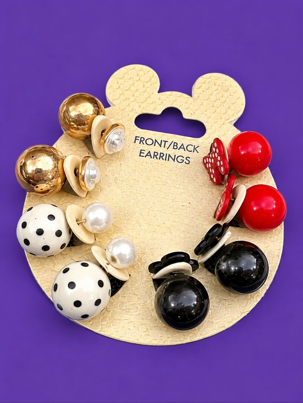 DISNEY THEME PARK Minnie Mouse Front Back Earrings Set